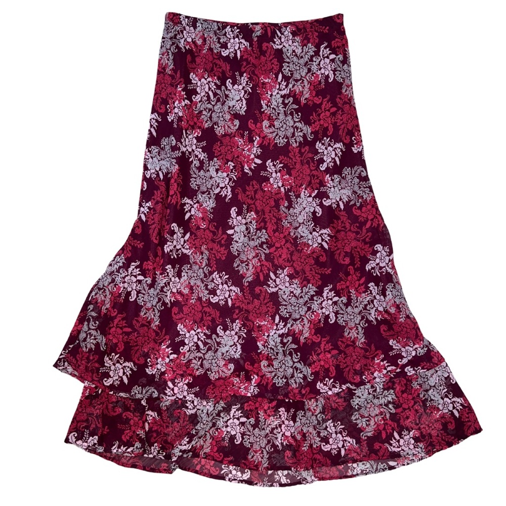 Elegant Floral Burgundy Skirt